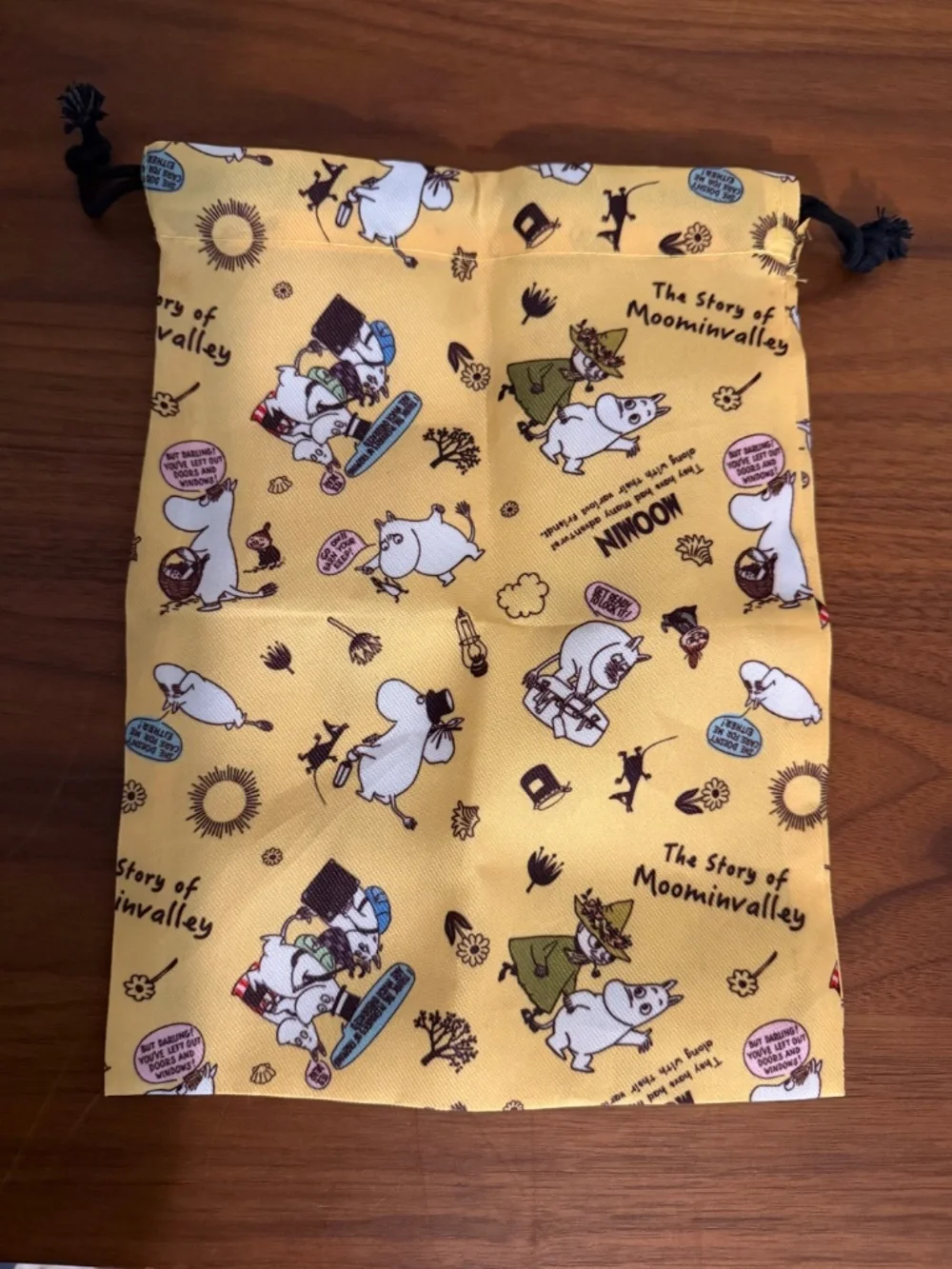 NWOT - Moominvalley Yellow Drawstring Pouch Bag 8